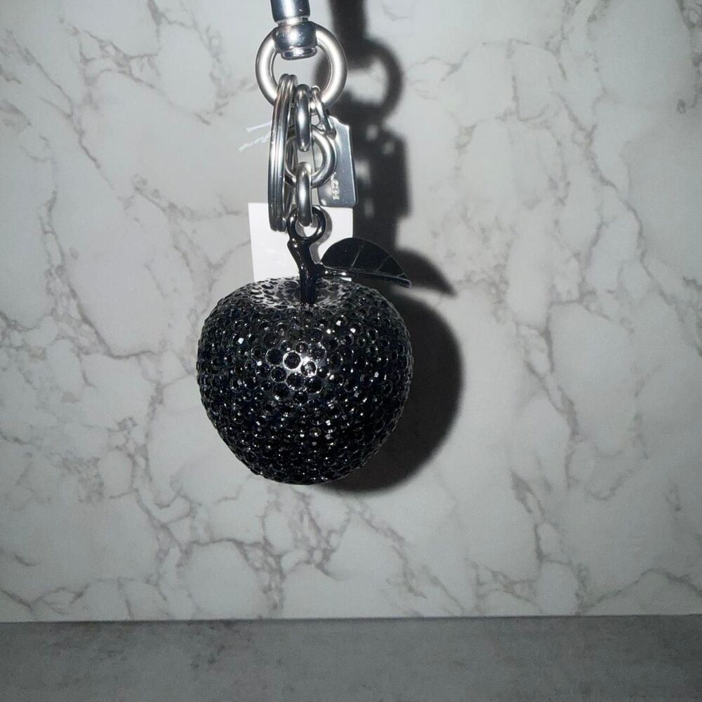 Coach black crystal apple charm